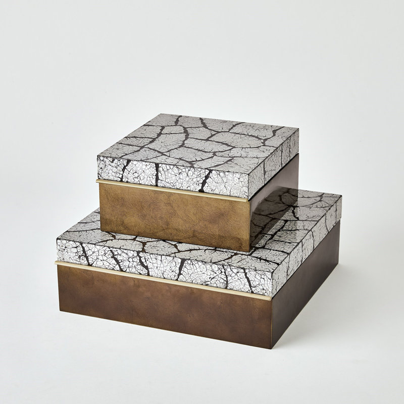 Eggshell Box-Antique Gold Leaf-Sm, 5" H x 13" W x 13" D