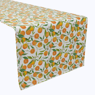 Table Runner, 100% Cotton, Orange Tree