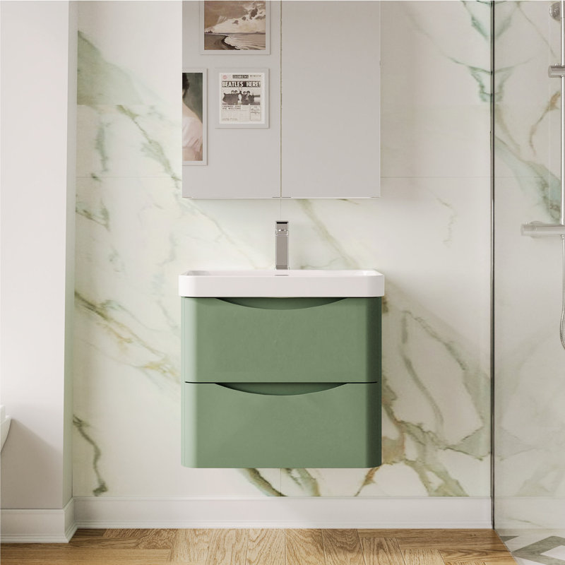 Lunar Bathroom Vanity, Satin Green, 60.7 cm W