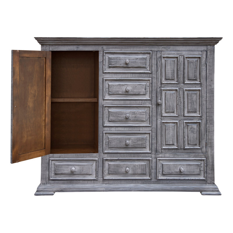 Commode mulet à 7 tiroirs et 2 portes Roseland, Gris Terra