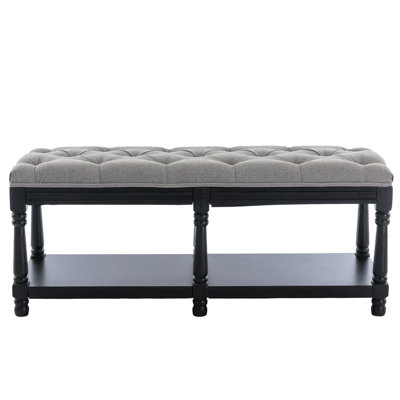 Avash Linen Blend Upholstered Storage Bench