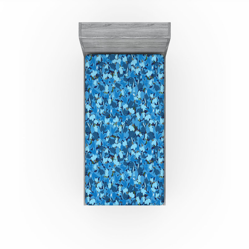 Drap-housse Ambesonne, Drap-housse de taille simple, Bleu ciel, azur pâle, bleu / floral