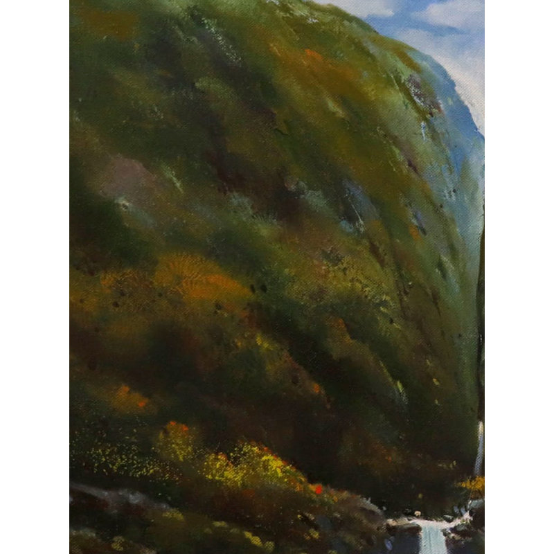Chutes d'eau dans la nature | Huile sur toile | Par Kshirsagar Sanjay Krishna