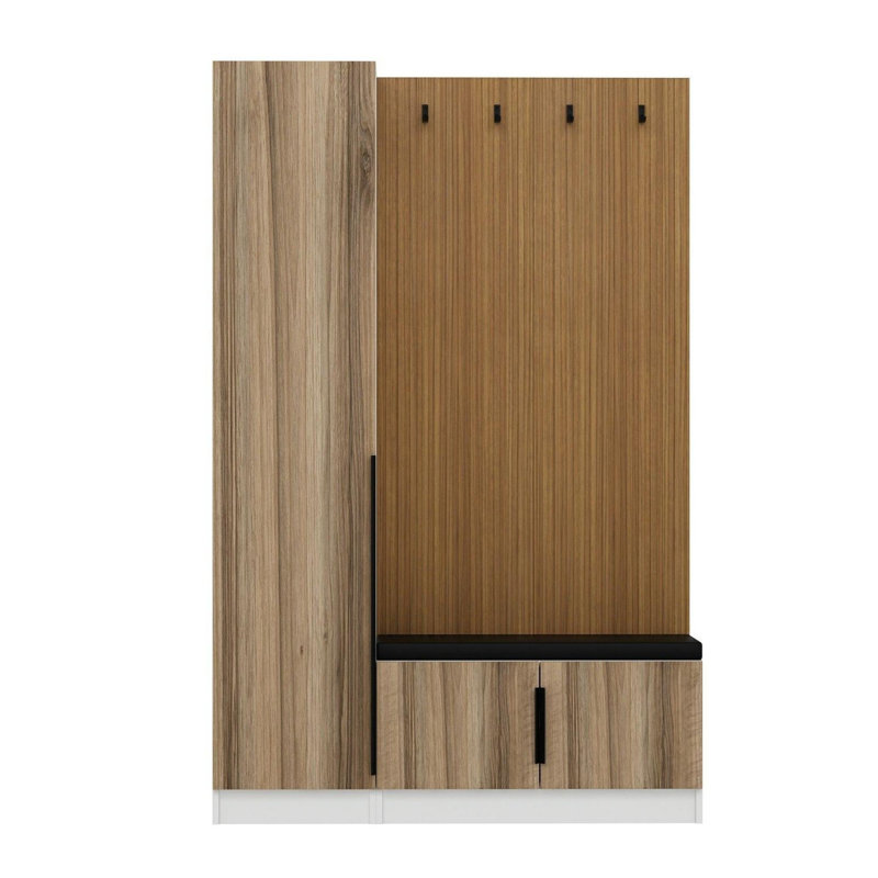 Modern Hall Stand, Walnut Color, 53.1 x 82.7 x 13.8 inches | 100% Melamine Coated Particle Board, Thickness: 0.7 inches | Stylish Storage Solution for Entryway, Durable and Elegant Design