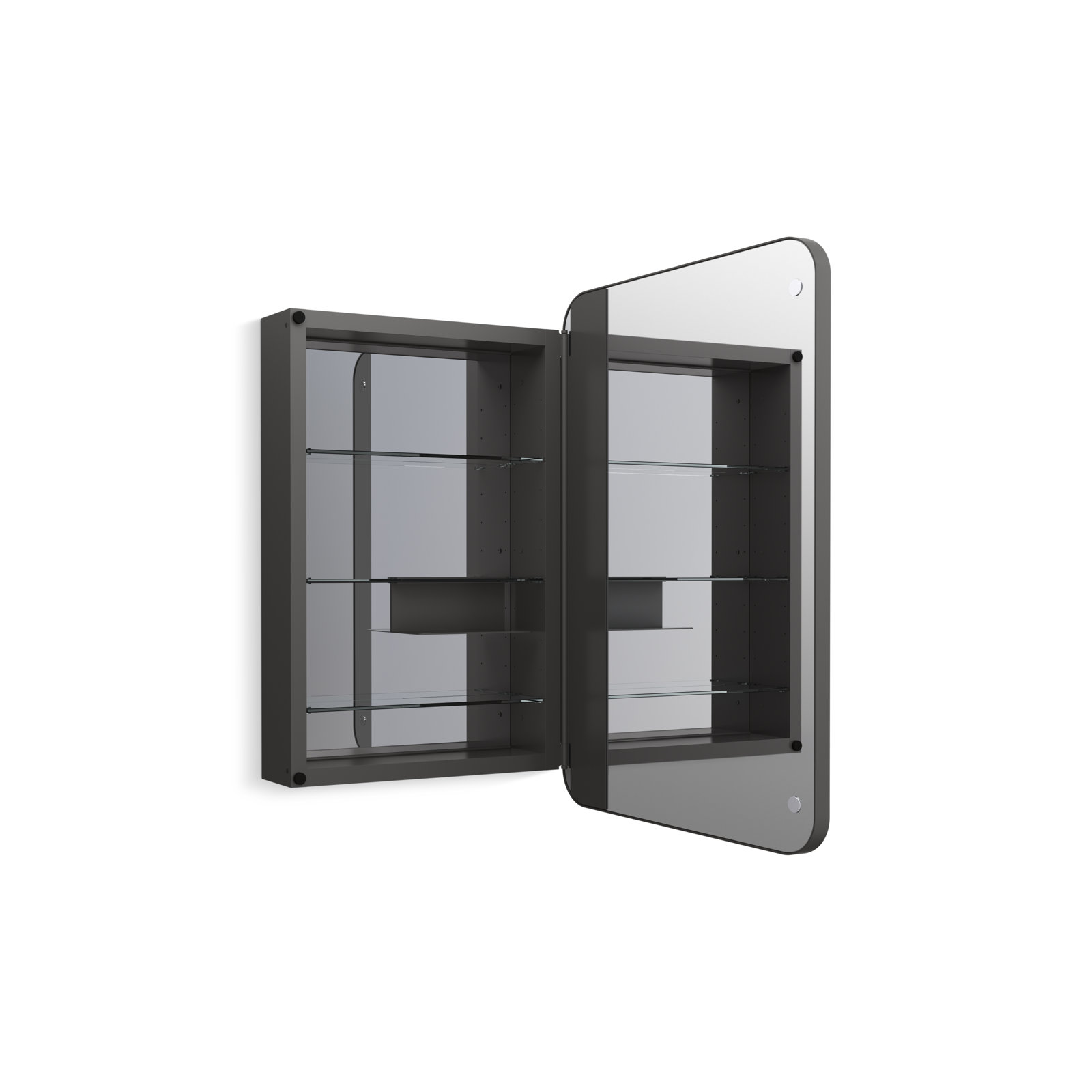 Verdera Surface Mount or Recessed Rectangular Framed Medicine Cabinet, Matte Black, 34" H x 22" W x 4.18" D