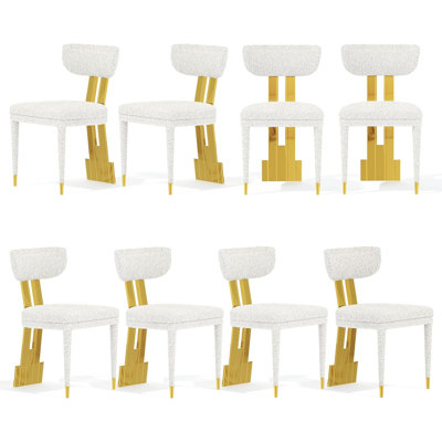 Ensemble de 8 chaises de salle à manger rembourrées White Boucle