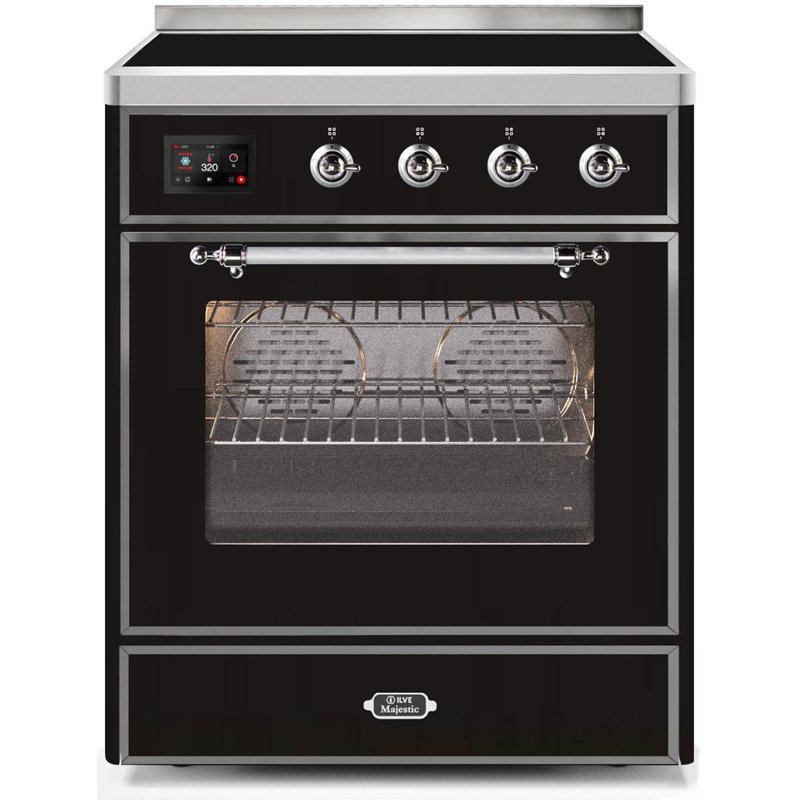 ILVE Majestic II Series 40 inch Induction Range with 6 Induction Elements (Glass Door), Glossy Black/Chrome