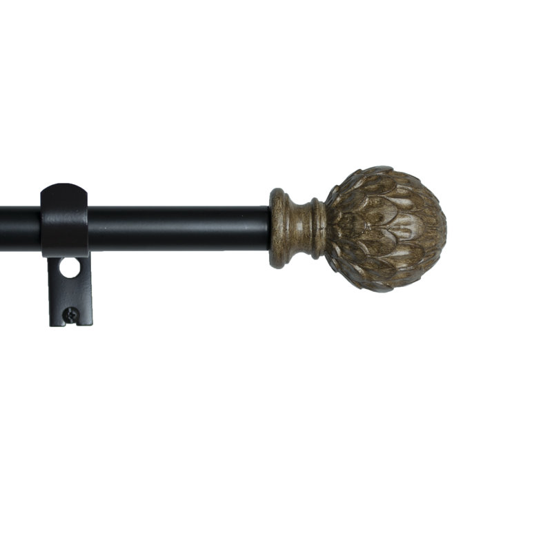 Tringle à rideaux simple Sova Artichaut, Chalet / noir, H 1 po x l 120 po x P 1 po