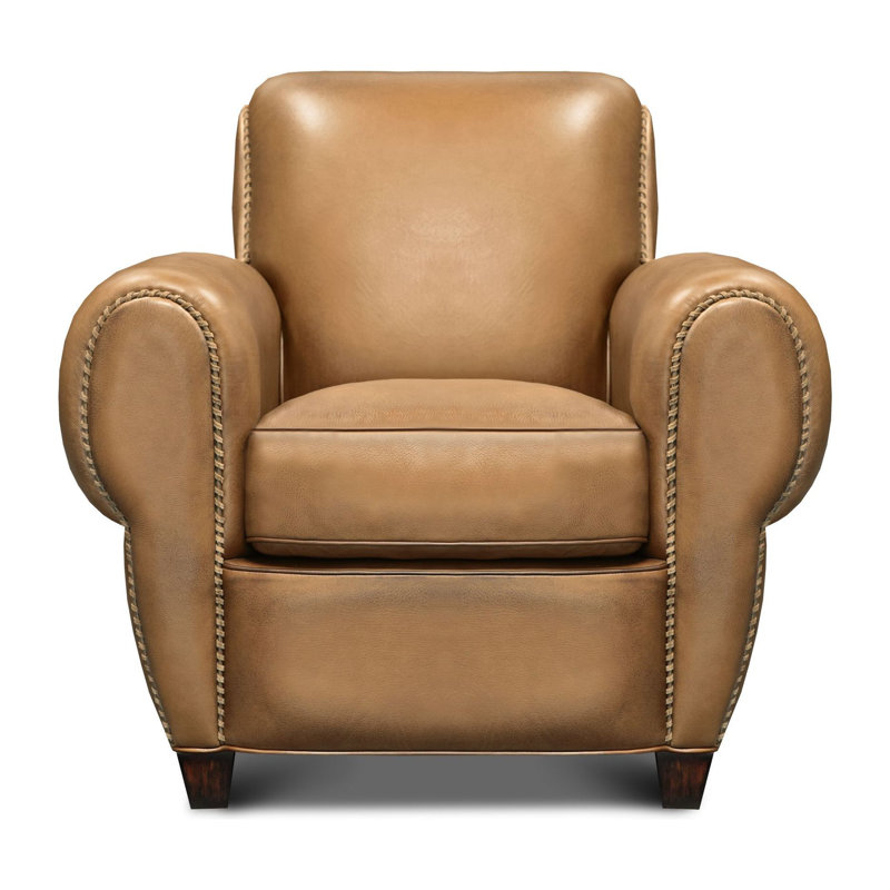 Fauteuil en cuir véritable Parisian, La Havane (Maestro Artisano), Cendre miel