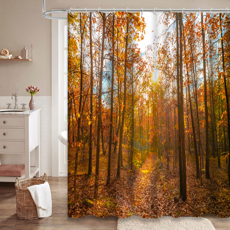 Magnifique rideau de douche or orange avec 12 crochets, L 72 po x l 78 po