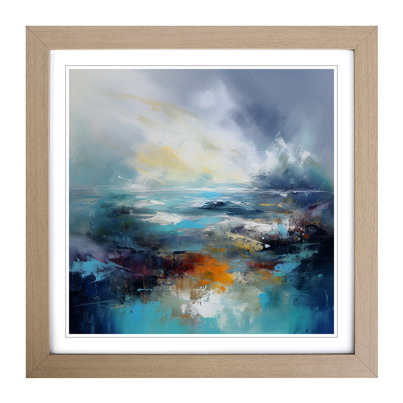 Seascape Abstract No.2 - Single Picture Frame Print on Wood, Oak
