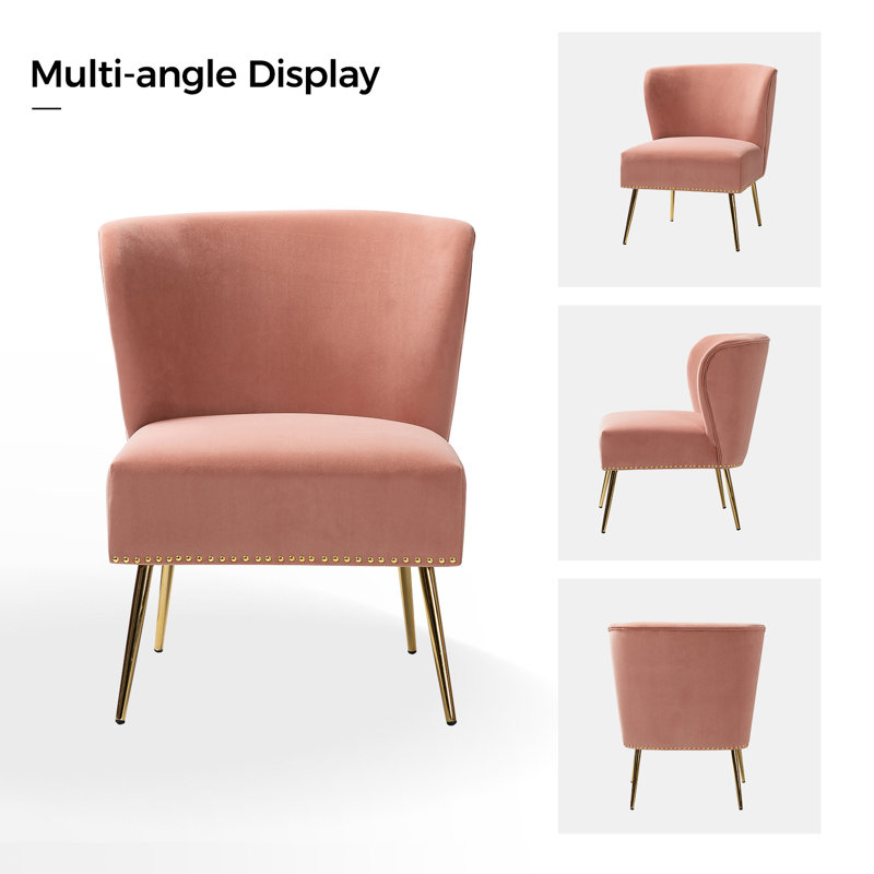 Clive Velvet Side Chair, Pink Velvet