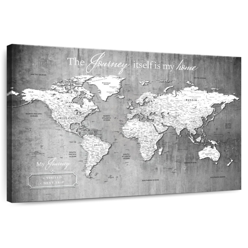 The Journey World Push Pin Map, 30" H x 45" W