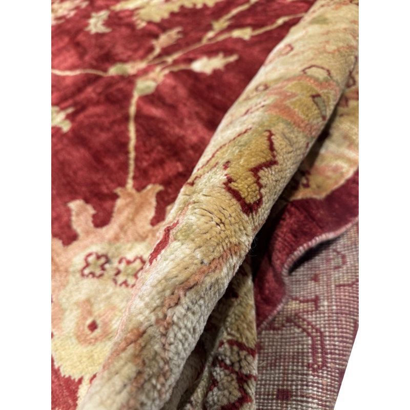 Tapis Oushak fin noué à la main 14 pi 3 po x 17 pi 11 po