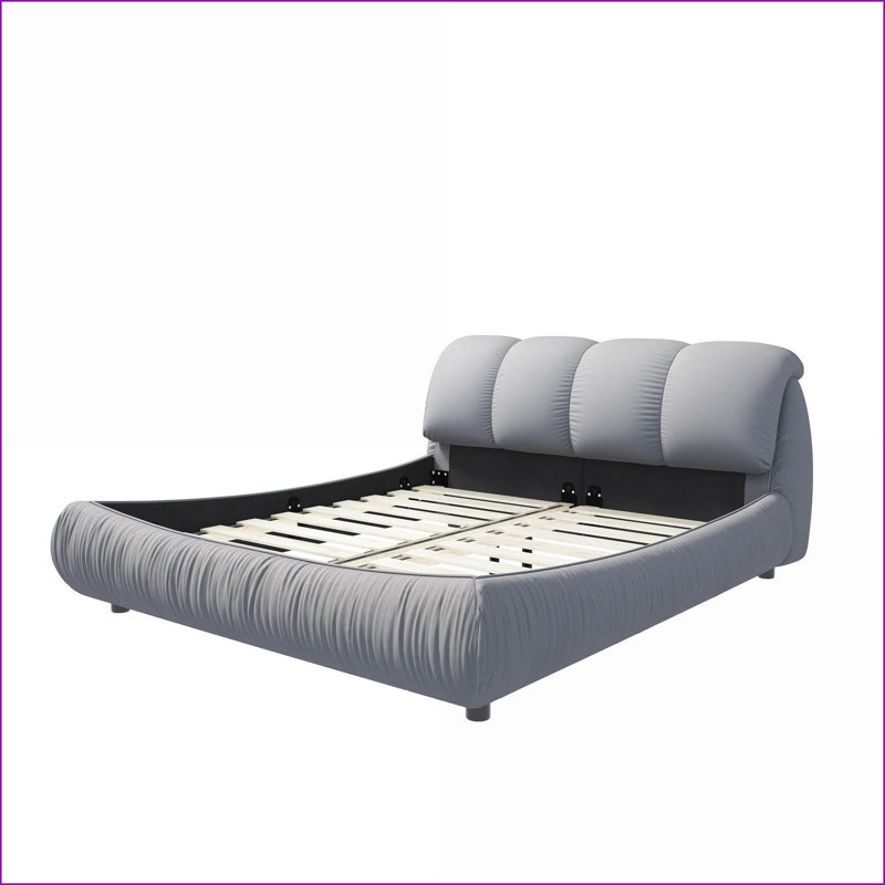 Structure de lit plateforme en bois massif de taille Hochstetler, Gris
