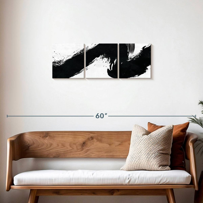 «Strokes And Lines Abstract Stroke on Canvas» par Daniel P, H 12 po x l 38 po