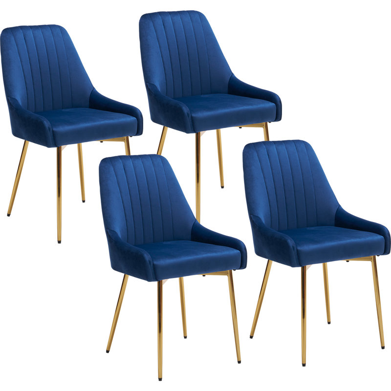 Maulsby Tufted Velvet Dining Chair, Navy, 4
