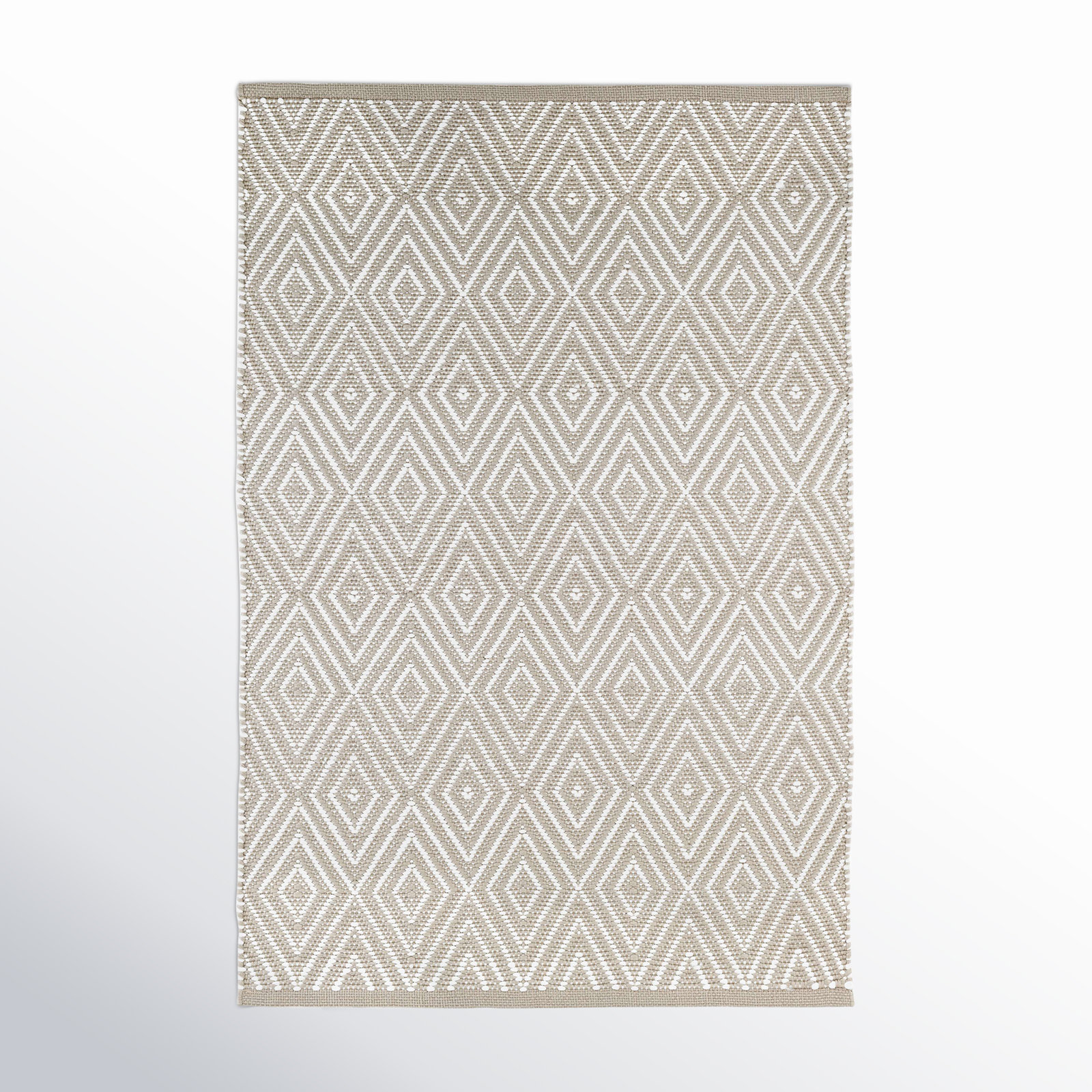 Diamond Handwoven Indoor/Outdoor Rug, Runner 2'6" x 8', Platinum/White