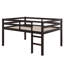 Lit mezzanine compacte pleine grandeur en bois d'hévéa avec marches-1364982048