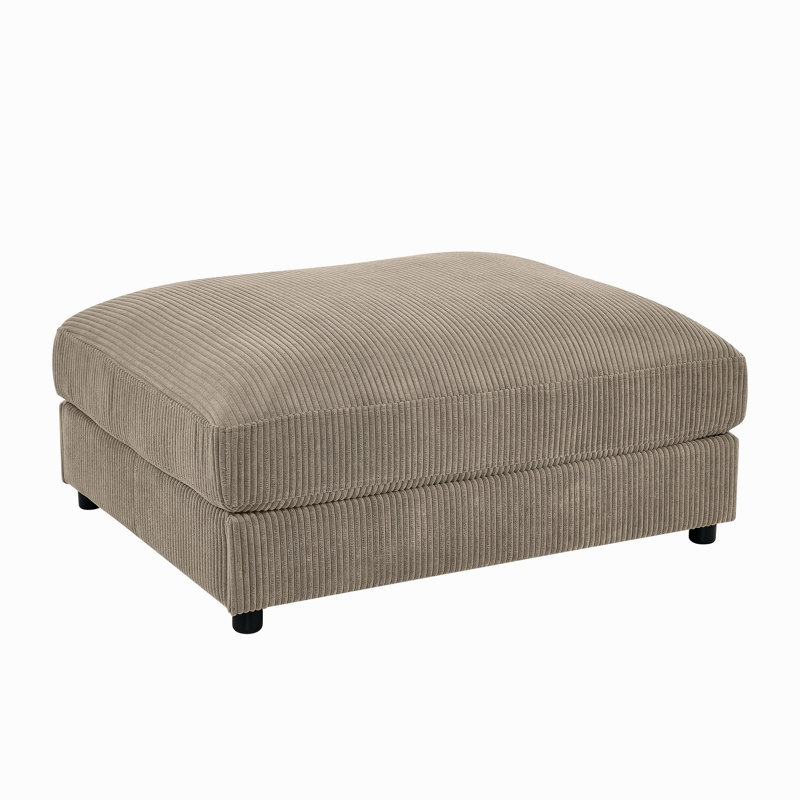 Corduroy Upholstered Rectangle Ottoman, Camel