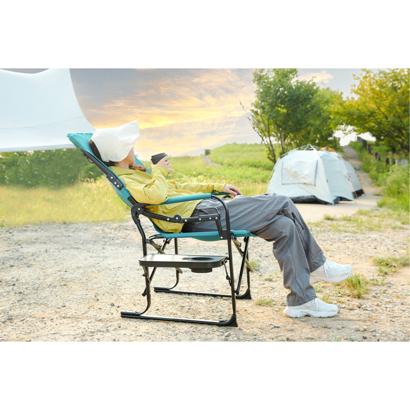 Chaise de camping avec table d'appoint - Portable pliable pour adultes, Bleu / Noir