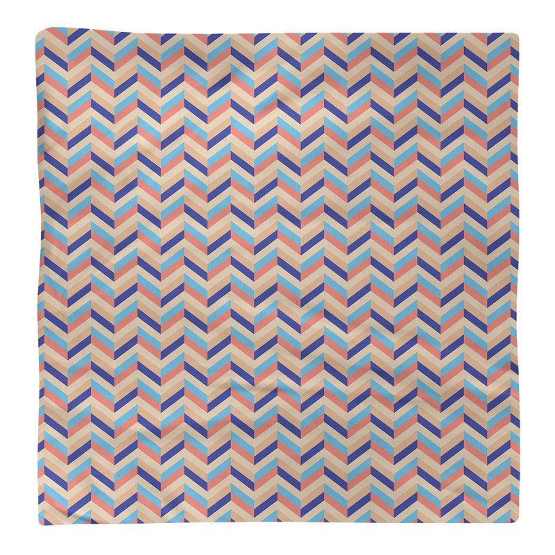 Serviette en coton chevron, 0,1 po x 10 po x 10 po, Orange et bleu marine, Sergé de polyester