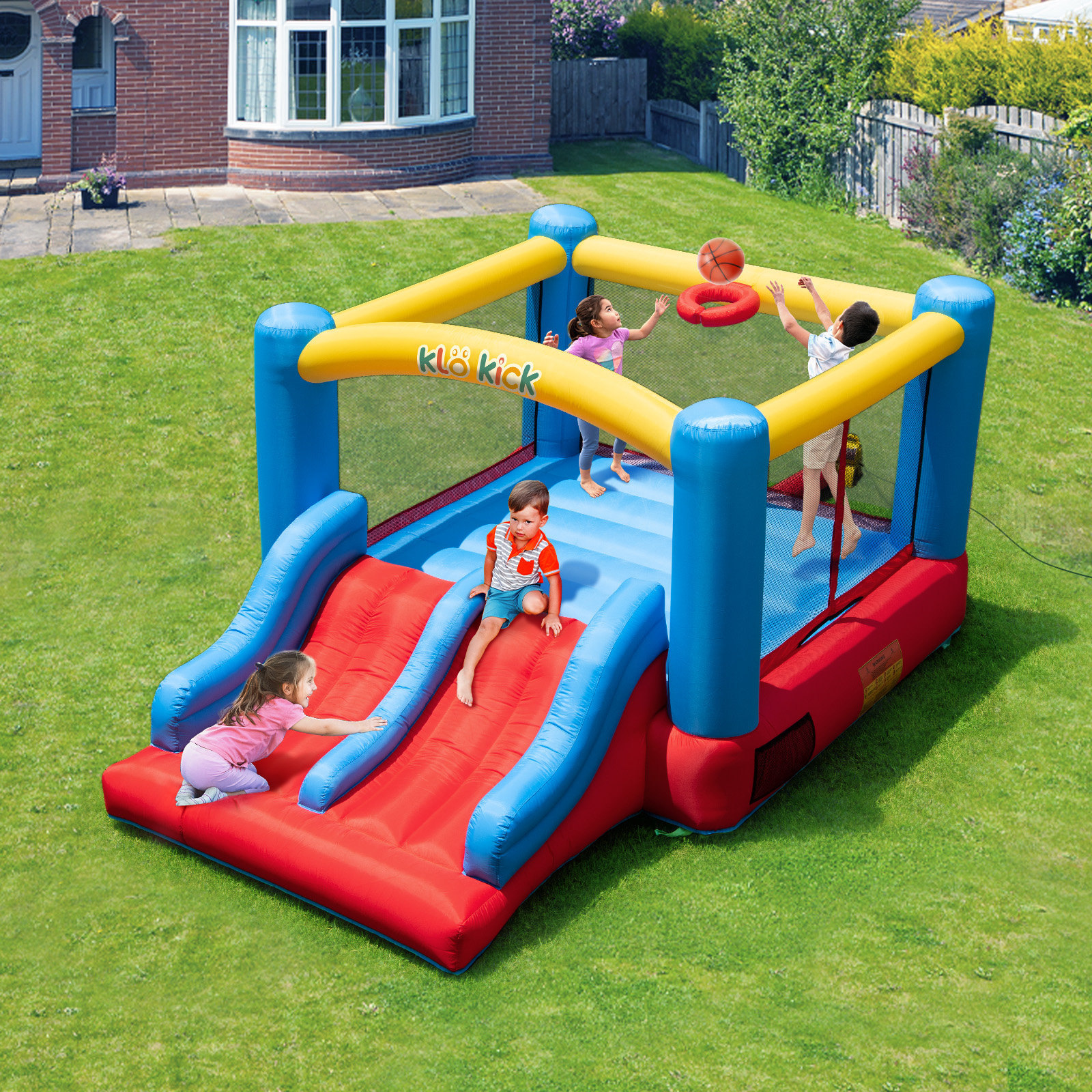 Klo Kick 12 X 8 2 X 5 5 Ft Bounce House With Double Water Slides And klo-kick-12-x-8-2-x-5-5-ft-bounce-house-with-double-water-slides-and