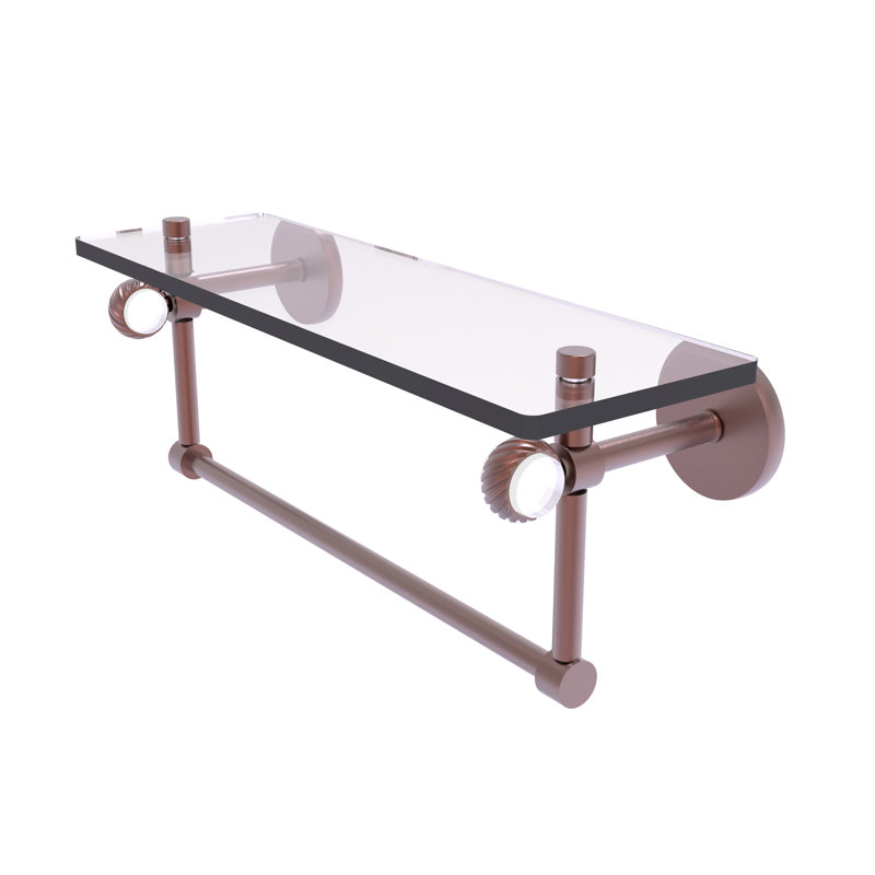 Tablette murale en verre Margolis, Cuivre antique, H 6,2 po x l 22 po x P 5,65 po