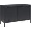 Armoire d'appoint moderne à 2 portes avec verre cannelé, noir