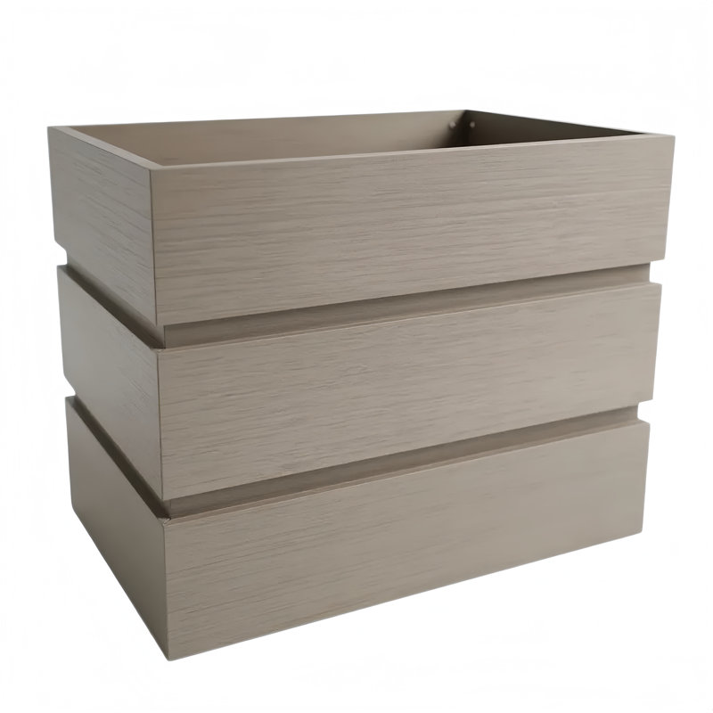14 In. H Rectangular Aluminium Planter Pot, 14.38" H x 18" W x 11" D, Brown/Gray