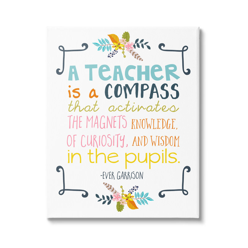 Teacher Is A Compass Motivational Quote Canvas Wall Art
