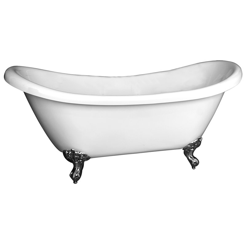 63'' x 28'' Soaking Acrylic Bathtub, Brushed Nickel