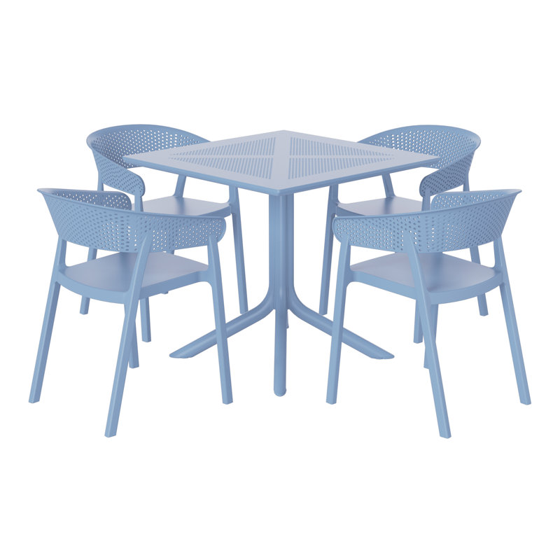 4-Person Outdoor Square Dining Set, Blue