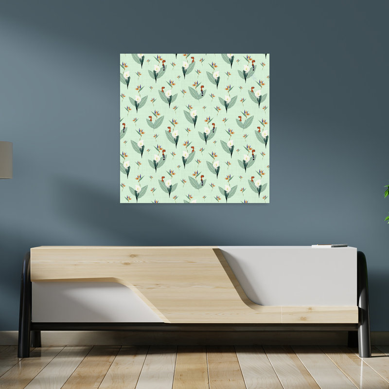 Art contemporain, oiseau contemporain, art tropical, H 36 po x l 36 po