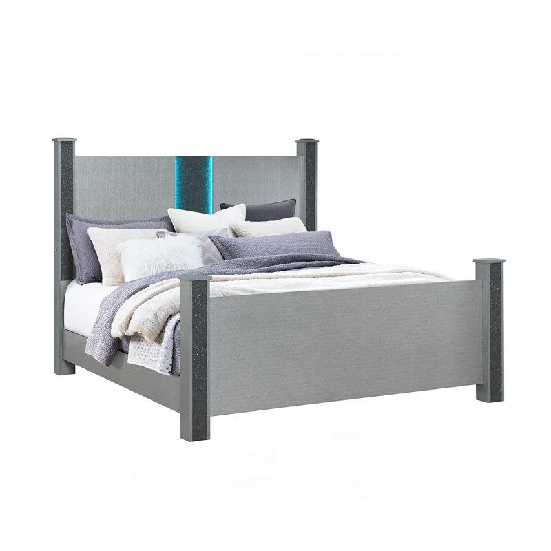 Silver Bed With Speakers, Full