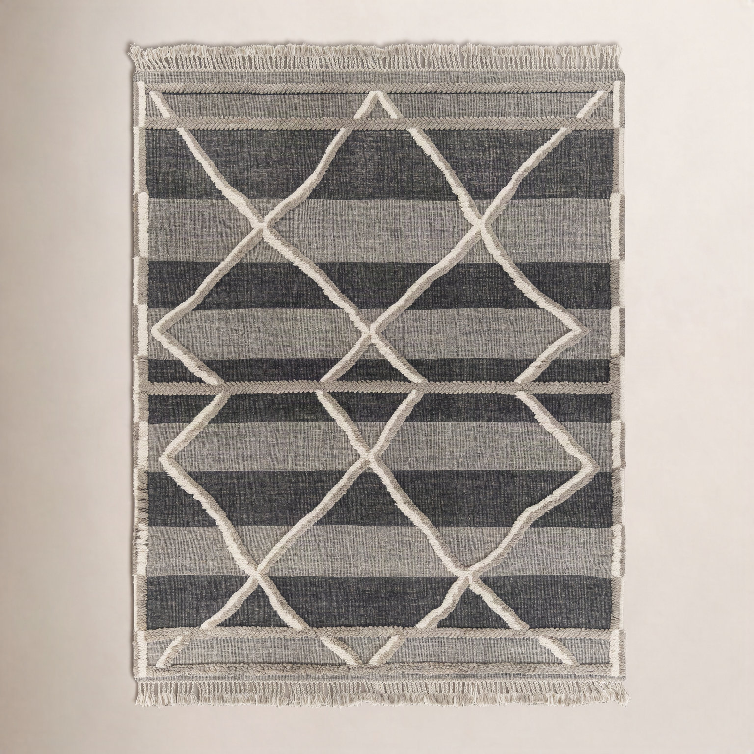 Leanna Hand-Knotted Gray Moroccan Rug, Rectangle 8'10" x 12'