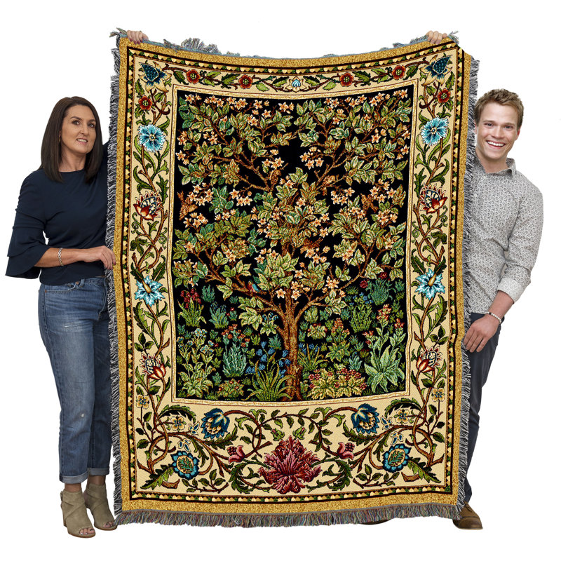 William Morris Tree of Life Cotton Tapestry Throw Blanket