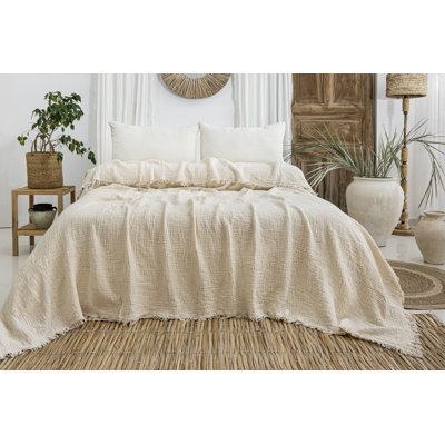 Crinkled Muslin Bed Blanket