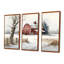 Calm Red Barn In Winter III - 3 pièces sur toile-87913387-87913385