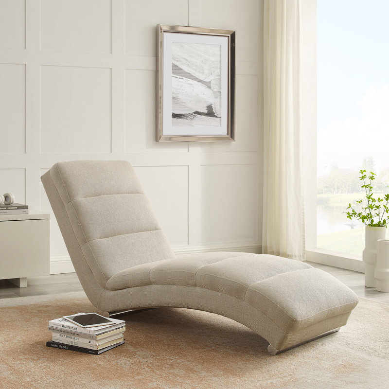 Aliese Upholstered Chaise Lounge, Dark beige