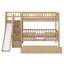 Lit superposé avec glissière, lit gigogne et escalier de rangement, lit superposé en bois massif compact-722142819