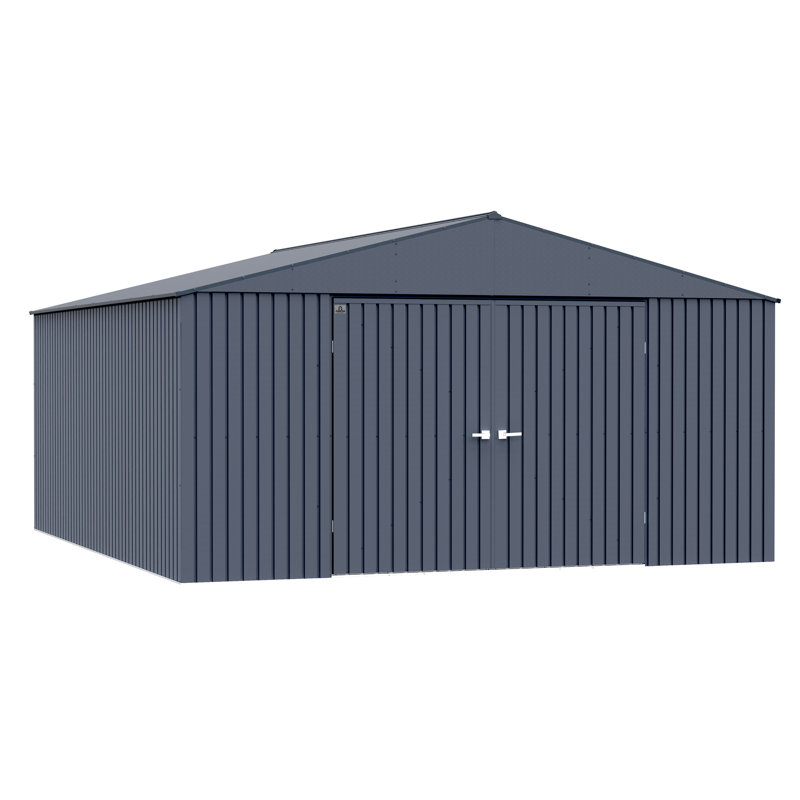 Elite 14 ft. W x 16 ft. D Metal Storage Shed, Anthracite