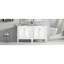 Meuble-lavabo de 60 po avec lavabo double, bois massif et construction, métal céramique imperméable, rangement réglable, charnières à fermeture en douceur, style rétro-449497718