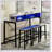 59 Inch Farmhouse Bar Table with Power Socket, LED Light, and 3 Saddle Stools for Living and Dining Rooms