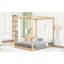 Natural Queen Canopy Platform Bed With Support Legs - Build Of Pine And , Modern Bedroom Look, Custom Canopy, Underbed Air Circulation Stable Design, Fresh Keeping Underbed, Feature, Aesthetic, Fast