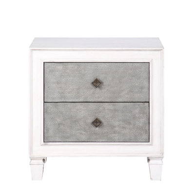 Night Stand With Metal Drawer Slides In Gray And White English Joints Felt-Lined
