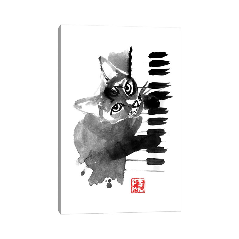 Pianist Cat by Péchane - Print on Canvas, Wrapped Canvas, 101.6 cm H x 66.04 cm W x 1.91 cm D