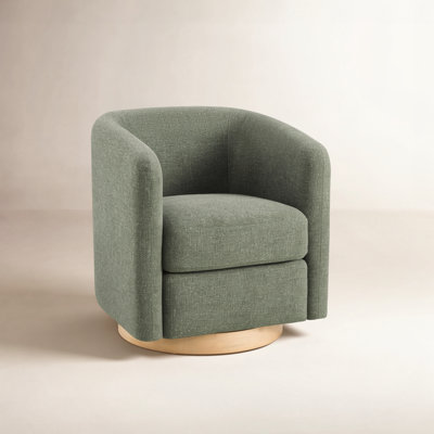 Becki Owens for Joss & Main Upholstered Swivel Armchair with Wood Base