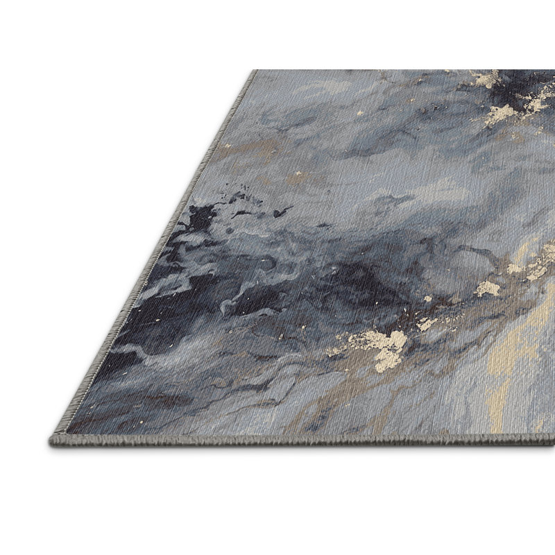Machine Washable Gray Area Rug, Square 4'