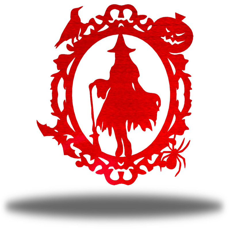 Décoration murale en métal Witch Mirror, H 12 po x l 10,5 po x P 0,0125 po, Rouge